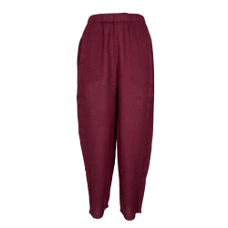 TREBARRABI pantalone donna ovetto lino amarena PRUX LIN  MADE IN ITALY