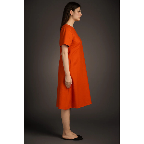TREBARRABI women's orange cotton flared dress ANITA POP MADE IN ITALY