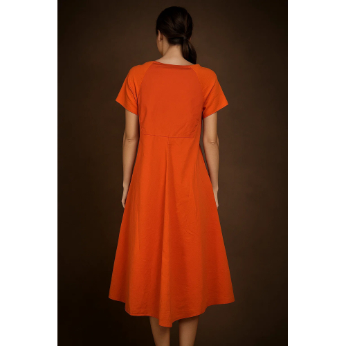TREBARRABI women's orange cotton flared dress ANITA POP MADE IN ITALY