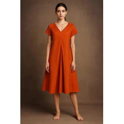 TREBARRABI abito donna cotone arancio svasato ANITA POP MADE IN ITALY