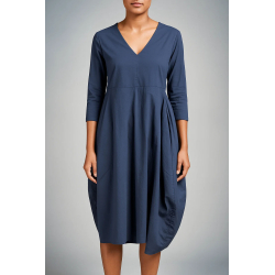 TREBARRABI abito donna cotone blu ovetto AGATA POP MADE IN ITALY