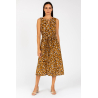 ETiCi women's sleeveless dress in honey/blue pattern, item A2/3670/06, MADE IN ITALY