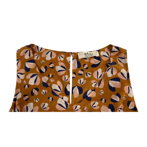 ETiCi women's sleeveless dress in honey/blue pattern, item A2/3670/06, MADE IN ITALY