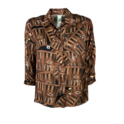 IL THE DELLE 5 camicia donna marrone/beige/nero SPOON BACKGAMMON MADE IN ITALY