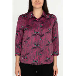 IL THE DELLE 5 camicia donna fuxia/grigio SPOON OCCHI DI GATTO MADE IN ITALY
