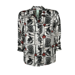IL THE DELLE 5 camicia donna ghiaccio/nero/rosso SPOON MOSAICO MOU MADE IN ITALY