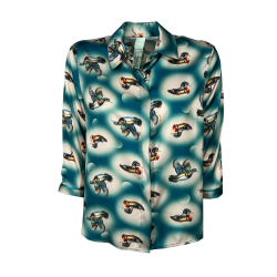 IL THE DELLE 5 camicia donna petrolio/panna SPOON DUCKS MADE IN ITALY