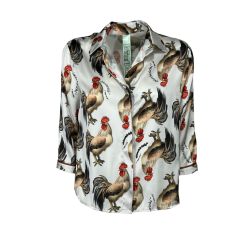 IL THE DELLE 5 camicia donna bianco/beige/rosso SPOON FUNKY GALLO MADE IN ITALY