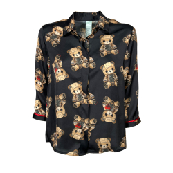 IL THE DELLE 5 camicia donna nero/beige SPOON CYBER BEAR MADE IN ITALY