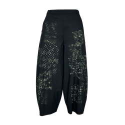 TADASHI pantalone donna tessuto tecnico nero ovetto P255012S GEOMETRICO MADE IN ITALY