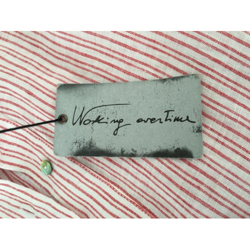 WORKING OVERTIME red white striped blouse women 100% linen MADE IN ITALY
