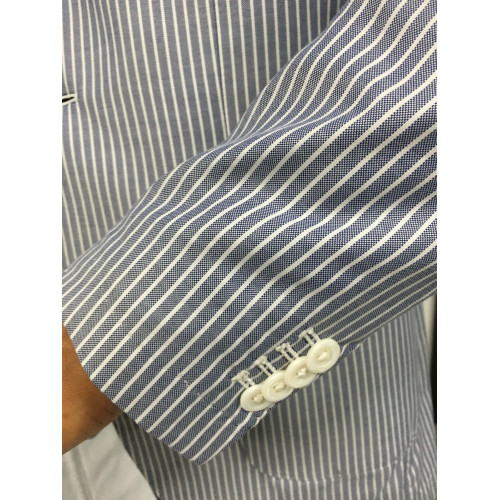 LUIGI BIANCHI unlined jacket men blue / white striped 100% cotton