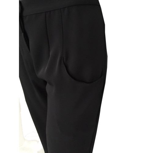 TADASHI pantalone donna con elastico nero 100% poliestere MADE IN ITALY