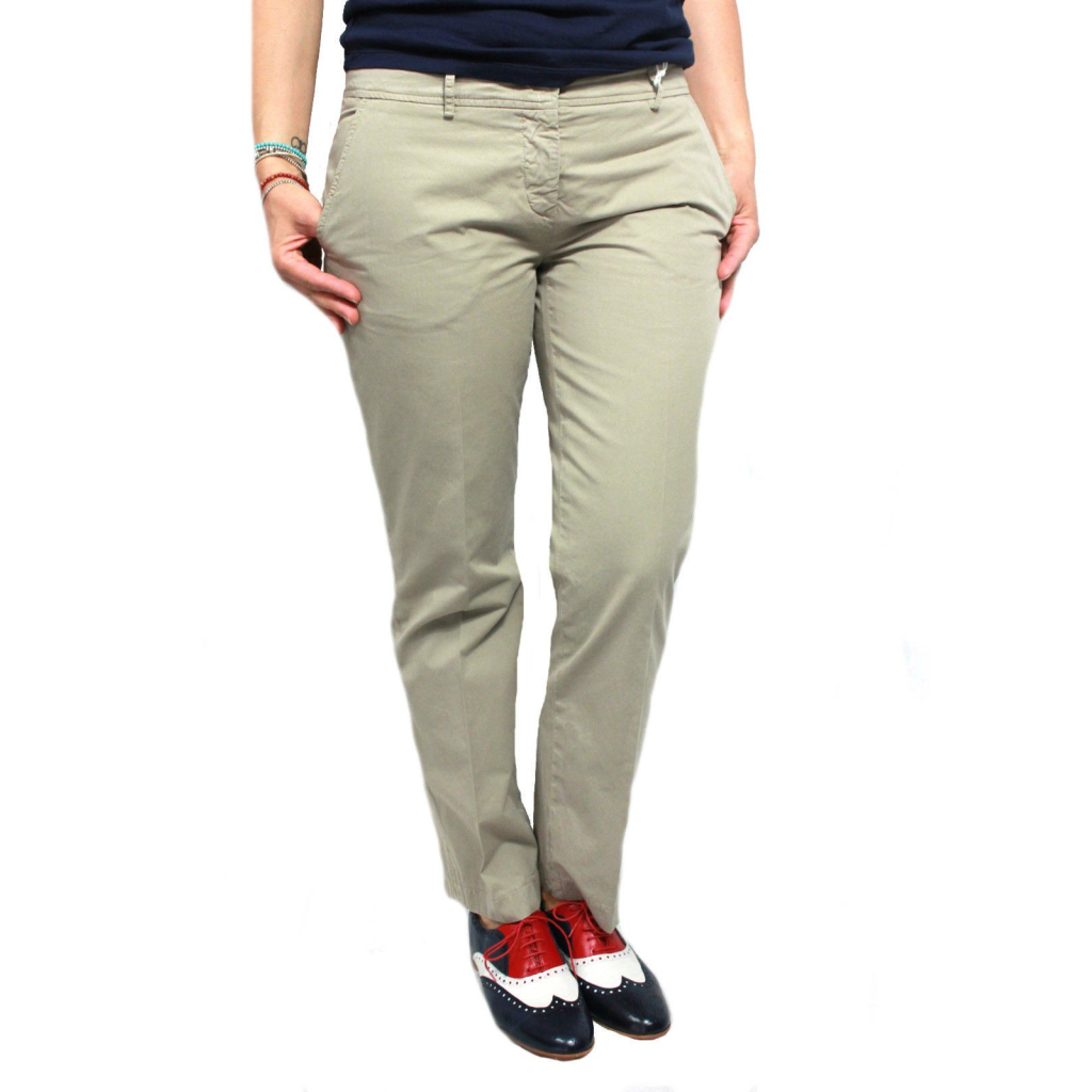 ASPESI beige trousers H101 mod women 100% cotton MADE IN ITALY