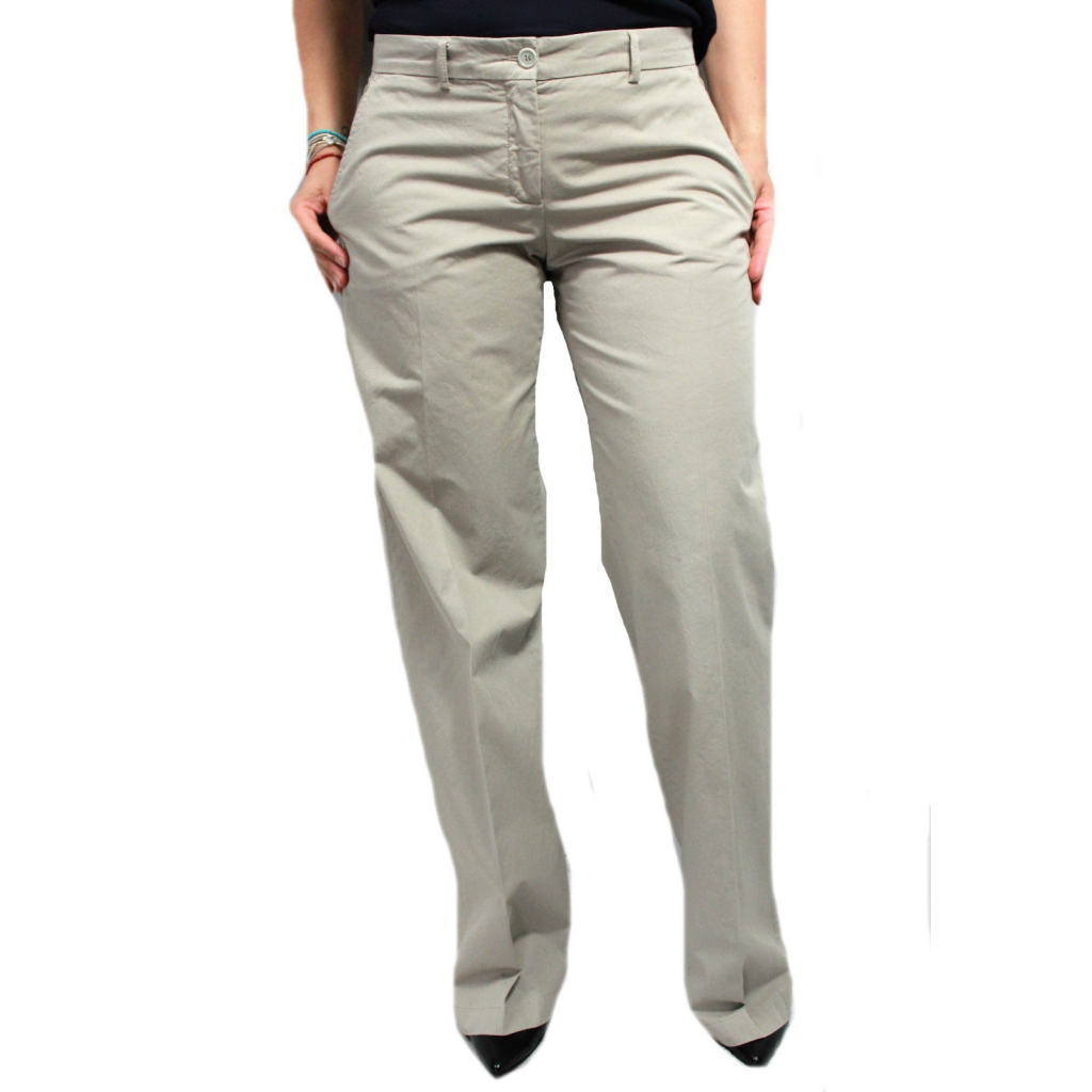 ASPESI women  beige trousers mod H111  100% cotton bottom 27 cm