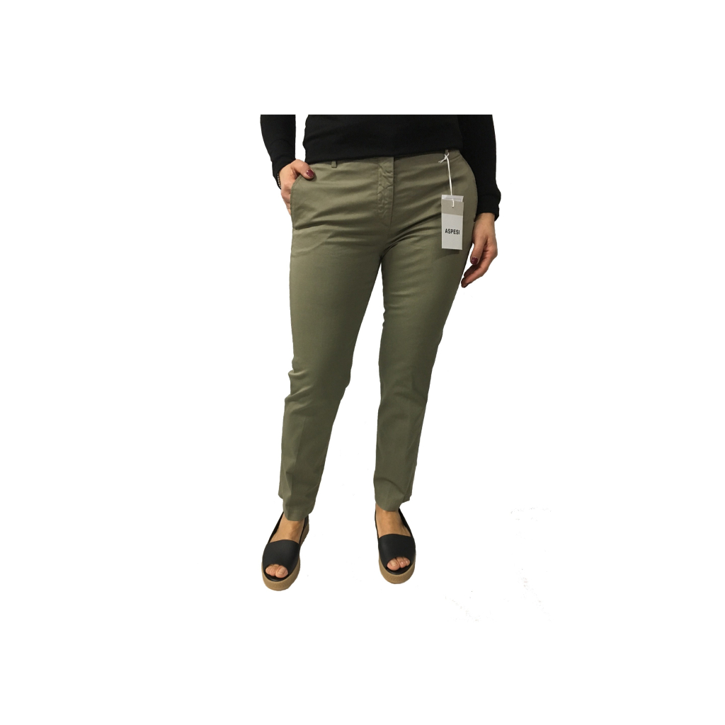 ASPESI pants mod woman H105 military color 98% cotton 2% elastane