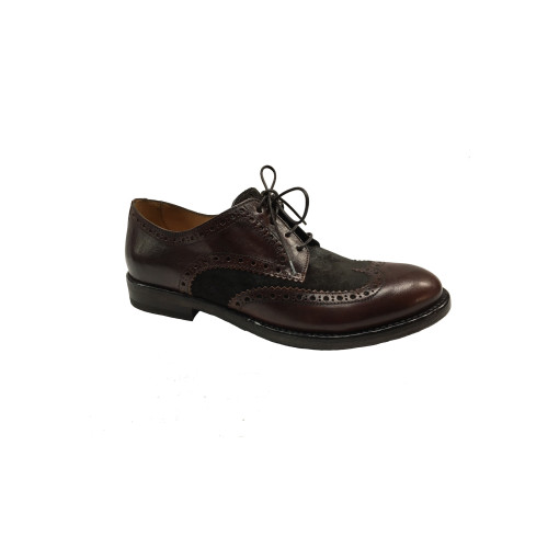 SEBOY'S Laced man shoe 100% mahogany leather and suede brown MADE IN ITALY