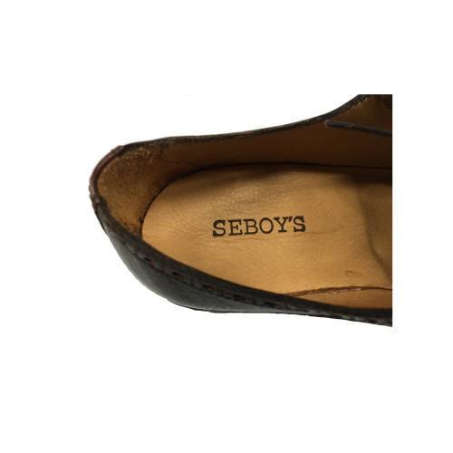 SEBOY'S scarpa uomo allacciata 100% pelle mogano e camoscio moro MADE IN ITALY