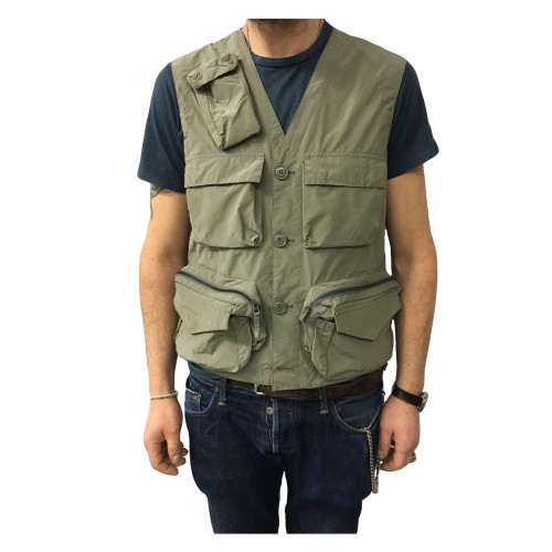 ASPESI man vest khaki multi-pocket model UMARELL I706 9974 65% polyester, 35% polyamide