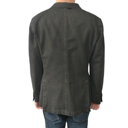 L.B.M. 1911 men's jacket unlined slim fit herringbone winter dark brown 100% cotton