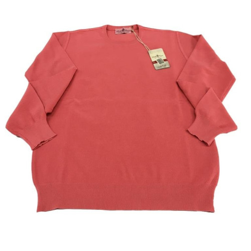 DELLA CIANA man crew neck sweater, coral color 100% cotton MADE IN ITALY