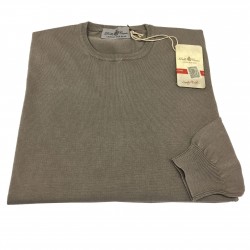 DELLA CIANA man crew neck sweater cold dyed putty color 100% cotton MADE IN ITALY
