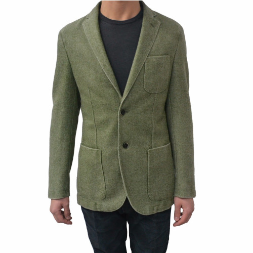LUIGI BIANCHI ROUGH giacca uomo sfoderata verde salvia 55% lana 45% poliammidica