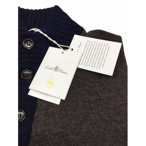 DELLA CIANA maglia uomo con bottoni moro/blu 80% lana 20% cashmere MADE IN ITALY
