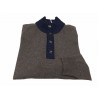 DELLA CIANA   knitted brown / blue man with buttons 80% wool 20% cashmere MADE IN ITALY