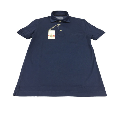 DELLA CIANA polo uomo mezza manica con taschino mod 71/47613L blu 100% cotone