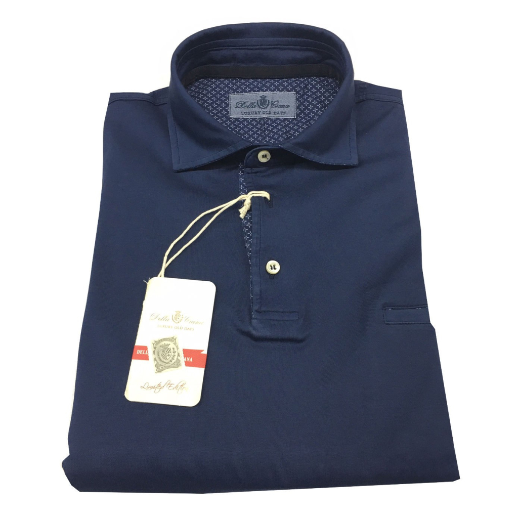 DELLA CIANA polo uomo mezza manica con taschino mod 71/47613L blu 100% cotone DELLA CIANA polo uomo mezza manica con taschino mod 71/47613L blu 100% cotone