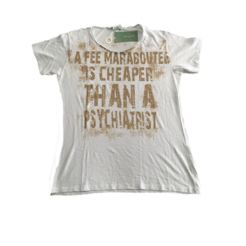 LA FEE MARABOUTE t-shirt donna mezza manica bianco 100% cotone MADE IN ITALY