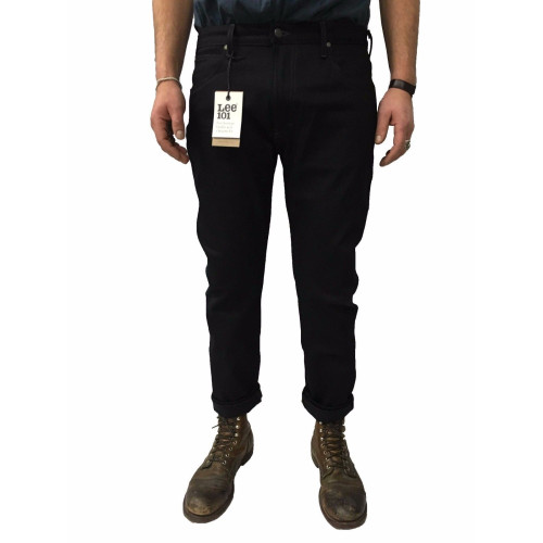 LEE 101 jeans man mod black RIDER selvage L9665941 100% cotton with zip