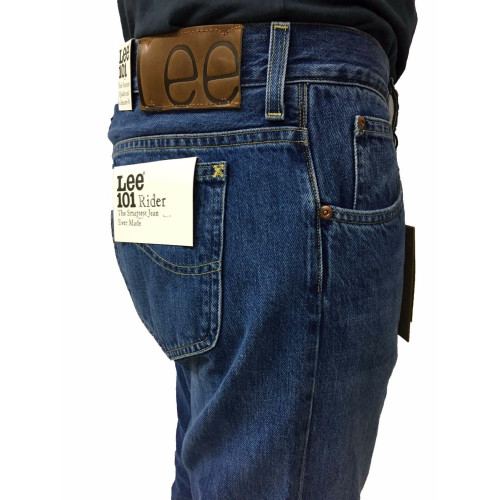 LEE 101 jeans uomo mod RIDER colore stone washed L96681GH con zip 100% cottone