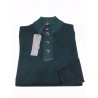 FERRANTE maglia uomo collo con bottoni verde TINTO FREDDO 100% lana MADE IN ITALY