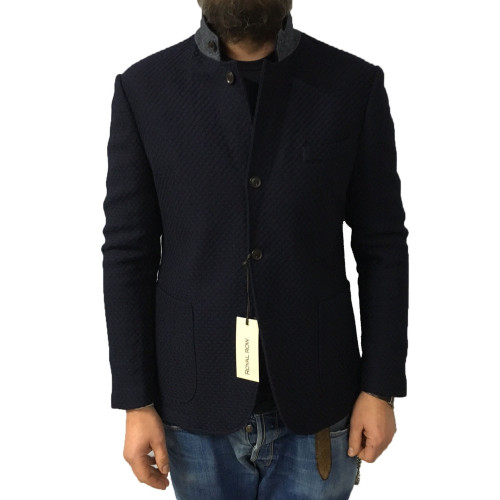 ROYAL ROW giacca uomo, colore blu operata, interno avio leggermente imbottita 100% lana MADE IN ITALY