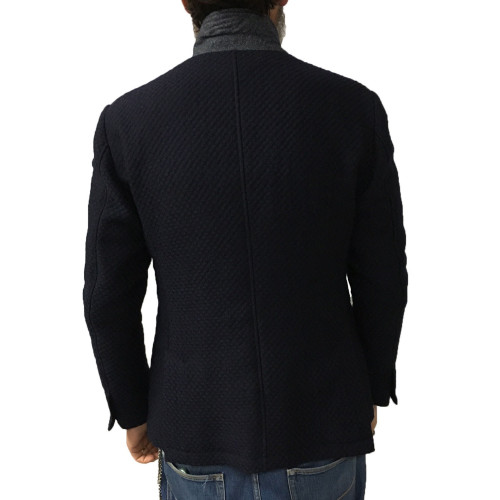 ROYAL ROW giacca uomo, colore blu operata, interno avio leggermente imbottita 100% lana MADE IN ITALY