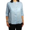 ASPESI camicia celeste donna collo coreano 100% lino mod H726