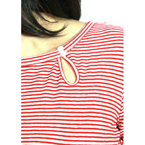 ASPESI white / red striped woman t-shirt 58% linen MADE IN ITALY
