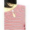  ASPESI white / red striped woman t-shirt 58% linen MADE IN ITALY