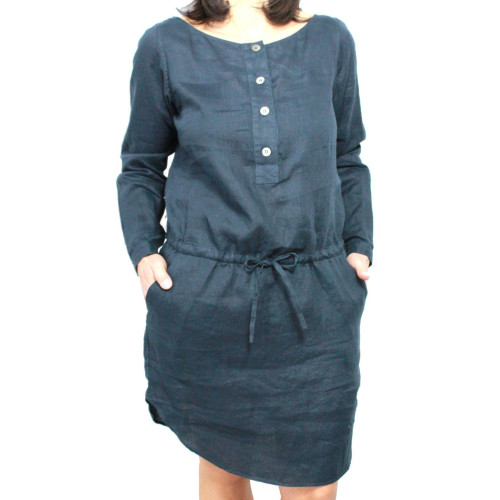  ASPESI women dress mod H606 blue linen 100%