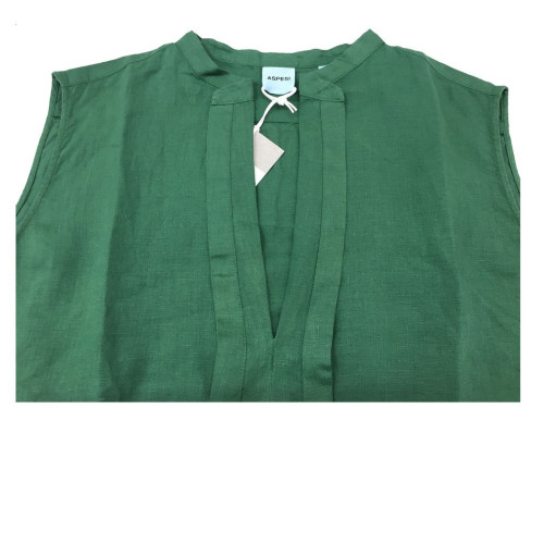 ASPESI camicia donna senza maniche verde mod H805 C195 100% lino vest. regolare