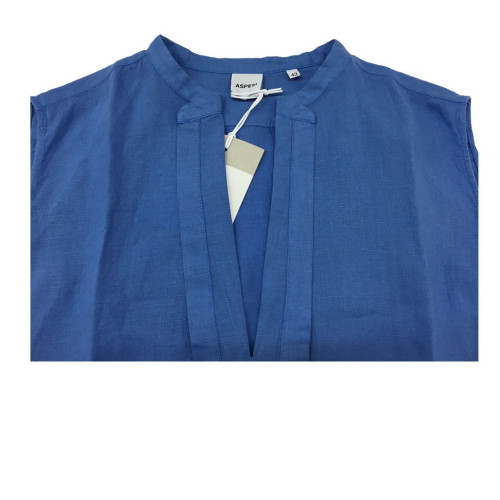  ASPESI Sleeveless light blue shirt mod H805 C195 100% linen