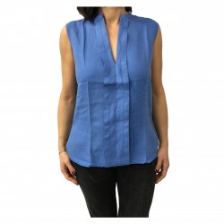 ASPESI camicia donna senza maniche azzurra mod H805 C195 100%lino vest. regolare