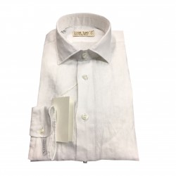 ICON LAB 1961 camicia uomo bianca manica lunga 100% lino vestibiità slim
