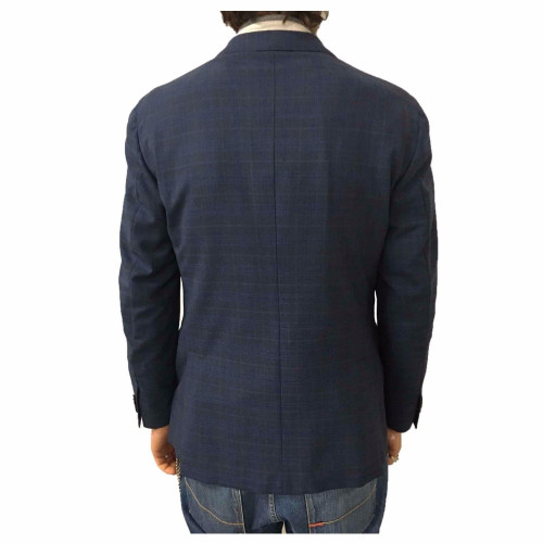  LUIGI BIANCHI MANTOVA men's jacket unveiled Prince of Galles  Blue