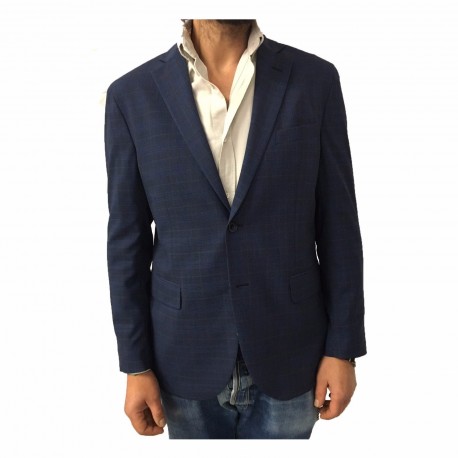  LUIGI BIANCHI MANTOVA men's jacket unveiled Prince of Galles  Blue