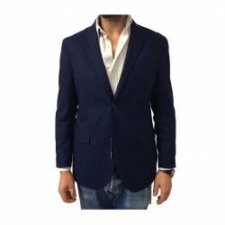 LUIGI BIANCHI MANTOVA giacca uomo sfoderata micro quadri blu/moro 100% lana