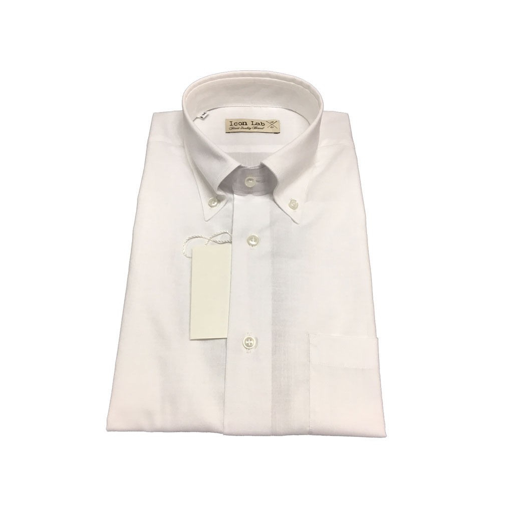 ICON LAB 1961 camicia uomo mezza manica bianco fiammato cotone vest. regolare