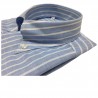 ICON LAB 1961 camicia uomo mezza manica Righe celeste/bianco 58% lino 42% coton